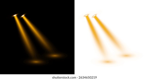 PNG Downward Light Ray com iluminação de ouro brilhante e gradiente suave para Theater ou UI Visual FX