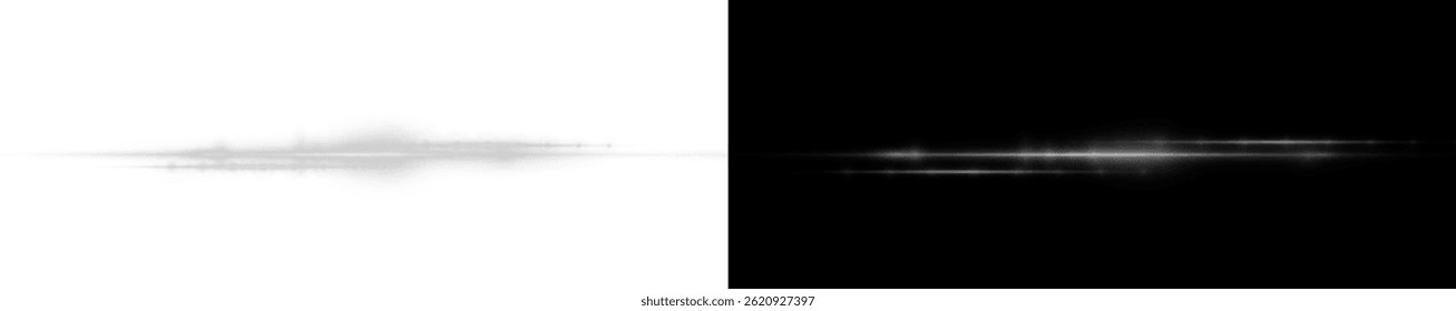 PNG dynamic light line with glow, shine, sparkle, and flare. Abstract horizontal streak effect with bright ray, glare, and glitter. Perfect for digital, festive, or magic-themed design