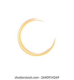 PNG Dynamic Light Ring with Golden Swirl Effect and Transparent Background for Energy, Magic or Highlight Element