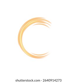 PNG Dynamic Light Ring with Golden Swirl Effect and Transparent Background for Energy, Magic or Highlight Element