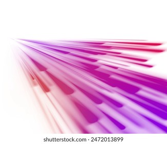 PNG. Elegant bright neon linear wave. Abstract light lines of movement and speed with blue color and sparkles. The effect of speed on a blue background. Vector Illustration.	