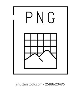 png file format document line icon vector. png file format document sign. isolated contour symbol black illustration