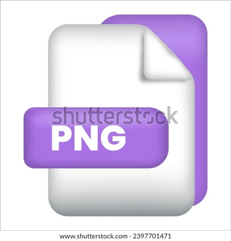 PNG file format icon. PNG file format 3d render icon with transparent background. PNG file format document color icon vector