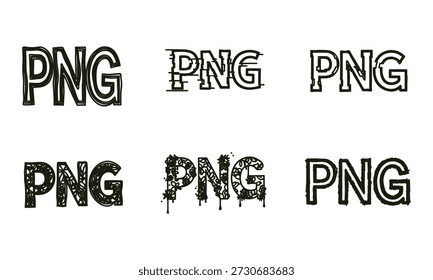 PNG file format text icons with various design styles