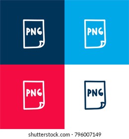 Png file hand drawn interface symbol four color material and minimal icon logo set in red and blue