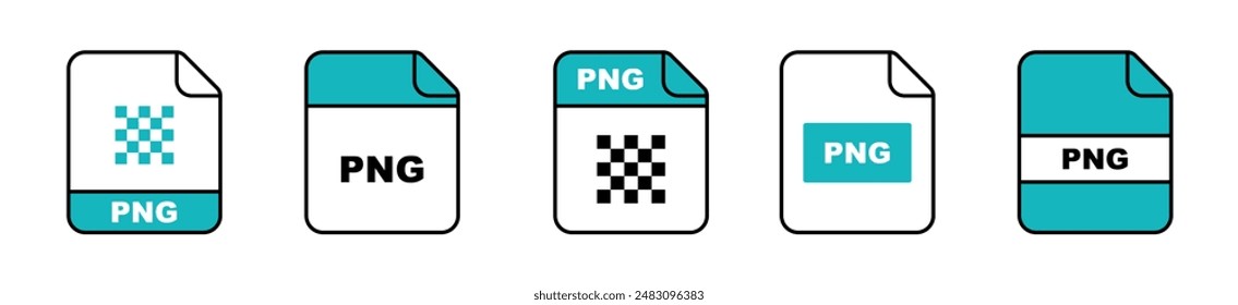 PNG file icons set. PNG file format. Document icons. Vector illustration.