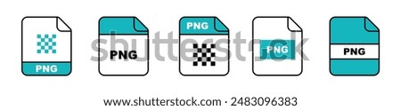 PNG file icons set. PNG file format. Document icons. Vector illustration.