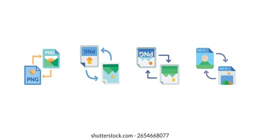 PNG File Transfer and Sharing Illustration This image visually depicts the transfer and sharing of PNG image files.
