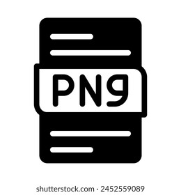 Png format file type icons. document extension symbol icon. with a black fill outline design