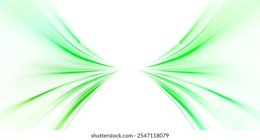 Png futuristic technological style. Png abstract background with speed lines. Neon color rays vector abstract background. The light lines of the road a green light background creating of movement