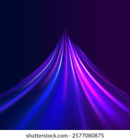 Png futuristic technological style. Png abstract background with speed lines. Neon color rays vector abstract background. The light lines of the road a blue light background creating of movement