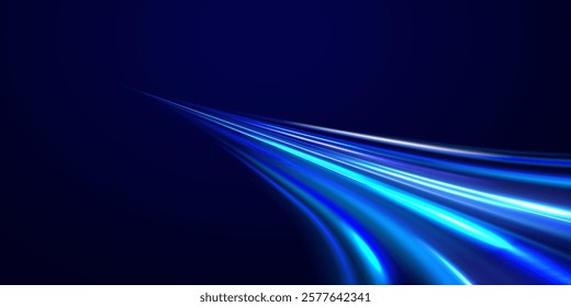 Png futuristic technological style. Png abstract background with speed lines. Neon color rays vector abstract background. The light lines of the road a blue light background creating of movement