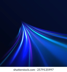 Png futuristic technological style. Png abstract background with speed lines. Neon color rays vector abstract background. The light lines of the road a blue light background creating of movement