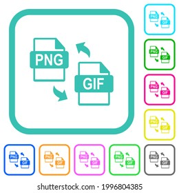 PNG GIF file conversion vivid colored flat icons in curved borders on white background