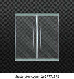 PNG glass door with metallic handle and transparent window in modern office or store building mockup featuring clean style reflection and realistic vector showcase