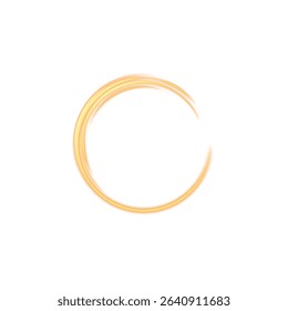 PNG Glowing Golden Circle Frame with Soft Motion Blur for Futuristic, UI or Abstract Visual Design