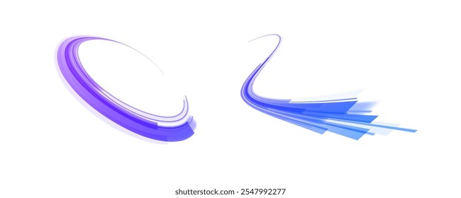 Png glowing spark swirl trail tracing on dark blue background. Png abstract light lines of movement and speed. Light line moving with speed.