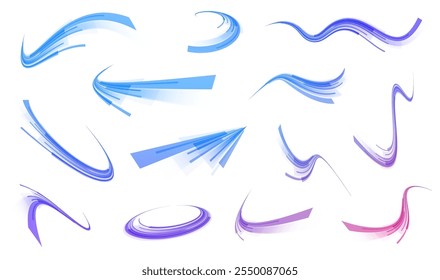 Png glowing spark swirl trail tracing on dark blue background. Png abstract light lines of movement and speed. Light line moving with speed.