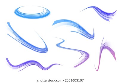 Png glowing spark swirl trail tracing on dark blue background. Png abstract light lines of movement and speed. Light line moving with speed.