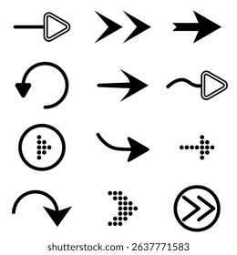 PNG graphic direction element with motion shape and abstract vector arrows for application click or digital set including isolated arrow icon and next orientation