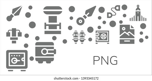 png icon set. 11 filled png icons.  Simple modern icons about  - Kunai, Tesla coil, Gym station, Shin guards, Safebox, Chest expander, Jpg, Hallgrimskirkja