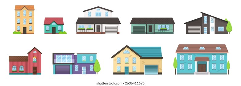 PNG isometric mansion with forest garden and exterior symbol in cityscape view featuring flat emoji of home and industrial building with creative graphic style