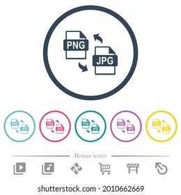 Conversión de archivos JPG PNG iconos de color plano en contornos redondos. 6 iconos de bonificación incluidos.