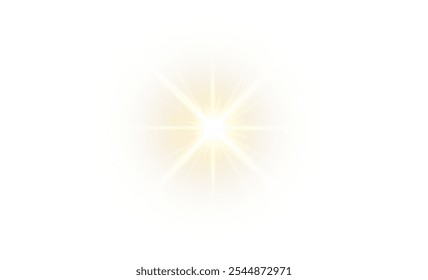 
Png light effect on a white background. Png sparkle of the spotlight star sparkles. Png yellow color stadium lighting. Sunlight, Spot lighting with strobe inserts. Draw attention with a star.	