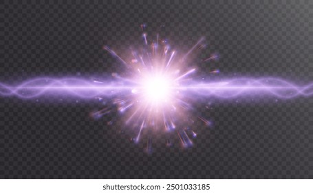PNG Light energy explosion effect. Lightning collision effect and flashes of glare and sparks. Light background. Vector