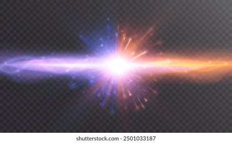 PNG Light energy explosion effect. Lightning collision effect and flashes of glare and sparks. Light background. Vector