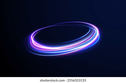 Png luminous neon circle. Light neon pedistal, podium, platform, table. To center a bright flash, png, effect, wave,neon,line. Curve light effect of neon line. 