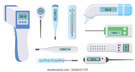 PNG medical thermometer icon with digital display and temperature scale for health diagnostic or fever test in clinic featuring electronic tool and isolated object design