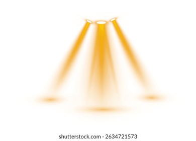 PNG Multiple Spotlights Beam Effect with Glowing Orange Light on Transparent Background for Stage or Show Design