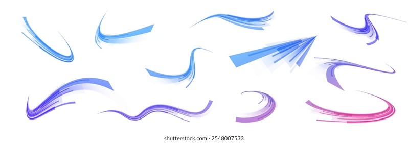 Png neon stripes in the form of drill, turns and swirl. Png speed of light concept background. Abstract background rotational border lines.