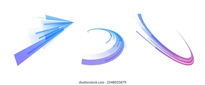 Png neon stripes in the form of drill, turns and swirl. Png speed of light concept background. Abstract background rotational border lines.