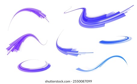 Png neon stripes in the form of drill, turns and swirl. Png speed of light concept background. Abstract background rotational border lines.