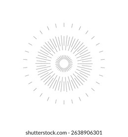PNG ornate sunburst frame with drawn rays and sunlight sparkle in round gold design for badge or hipster stamp featuring sunshine, flash and hand-drawn beam element
