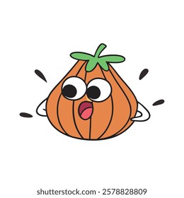 PNG Pumpkin toy vegetable cartoon.fruit character wow reaction.