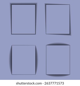 PNG realistic shadow pack with transparent background and edge effect for web design or poster card layout including box tab and frame element for website or interface template
