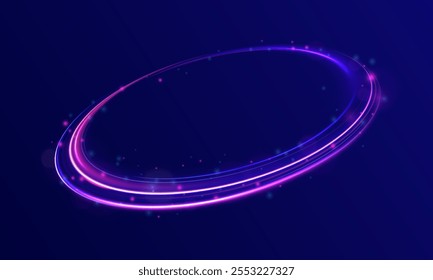 Png brillo marco redondo con círculos de luz efecto de luz. Onda semicircular, remolino de curva de rastro de luz, Vector de fibra óptica incandescente, png, efecto, onda, neón, línea. Brillantes chispas de onda espiral. 