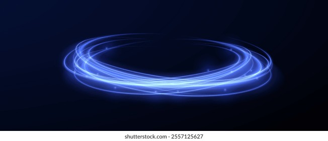 Png shine round frame with light circles light effect. Semicircular wave, light trail curve swirl, incandescent optical fiber vector, png, effect, wave,neon,line. Neon shiny sparks of spiral wave. 