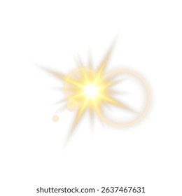Png spotlight spark. Sunlight, Sun, Shiny stars, glowing sparks. Png yellow light effect reflections.