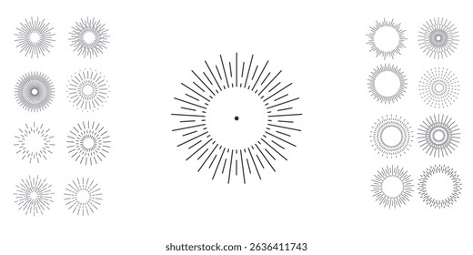PNG star shape with round explosion and radiant shine in abstract artwork for fireworks or creative poster label including various stamp effects and sunshine sparkle