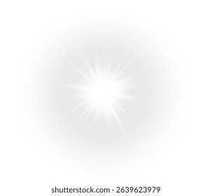 PNG sunlight effect glowing flare, lens burst, rays, sparkle, magic sunrise, and star glimmer for abstract, transparent, and bright design concepts.