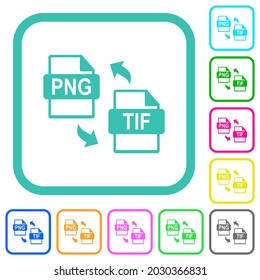 PNG TIF file conversion vivid colored flat icons in curved borders on white background