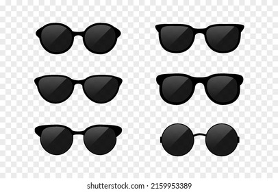 PNG Vector Glasses Set. Sunglasses On An Isolated Transparent Background. Glasses Frame, Glasses Silhouette PNG.