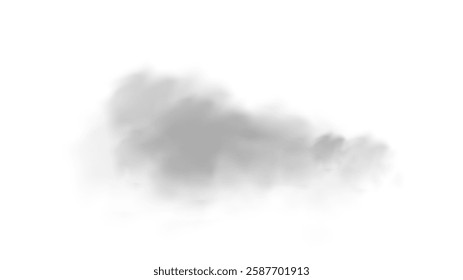 Png vector isolated smoke. White smoke texture on a transparent black background. Png Special effect of steam, smoke, fog, clouds. Transparent background. White cloudiness, mist, smog, dust, vapor.