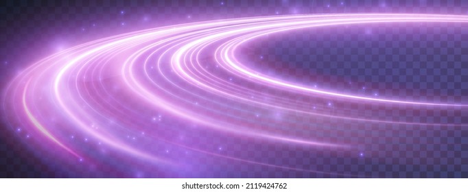 PNG Vector Light Pink Lines Swirling In A Spiral. Light Simulation Of Line Movement. Light Trail From The Ring. Illuminated Podium For Promotional Products.