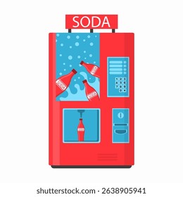 PNG vending machine icon with cold drink bottle and snack assortment including chips candy and chocolate bar in flat vector design for business purchase or automated food dispenser