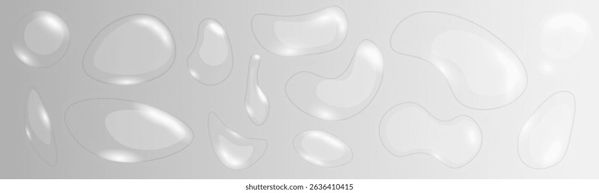 PNG water drop icon with realistic transparent splash and shiny dew on glass surface in macro style for nature background or clean aqua environment with reflection and light